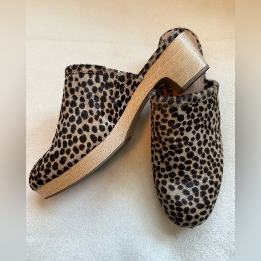 Madewell Leopard-Print Faux Fur Slip-On Mules - Tan/Black - Picture 2 of 6